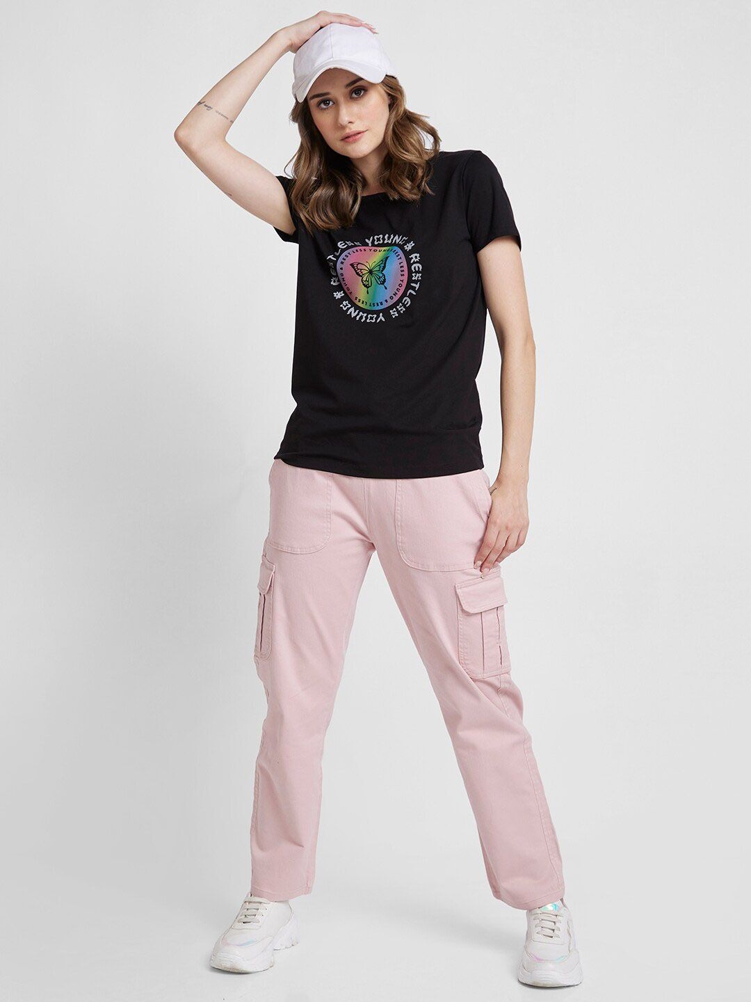 SPYKAR Women Mid-Rise Cotton Cargo Track Pants