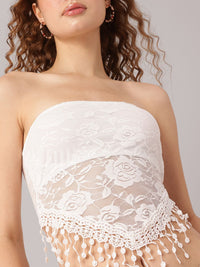 DressBerry Coachella Dream Lace Fringed Tube Crop Top