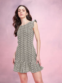 DressBerry Flutter Sleeve Ruffled Crochet Shift Mini Dress