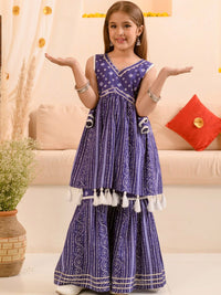 pspeaches Girls Ethnic Motifs Printed Regular Pure Cotton Kurti with Sharara