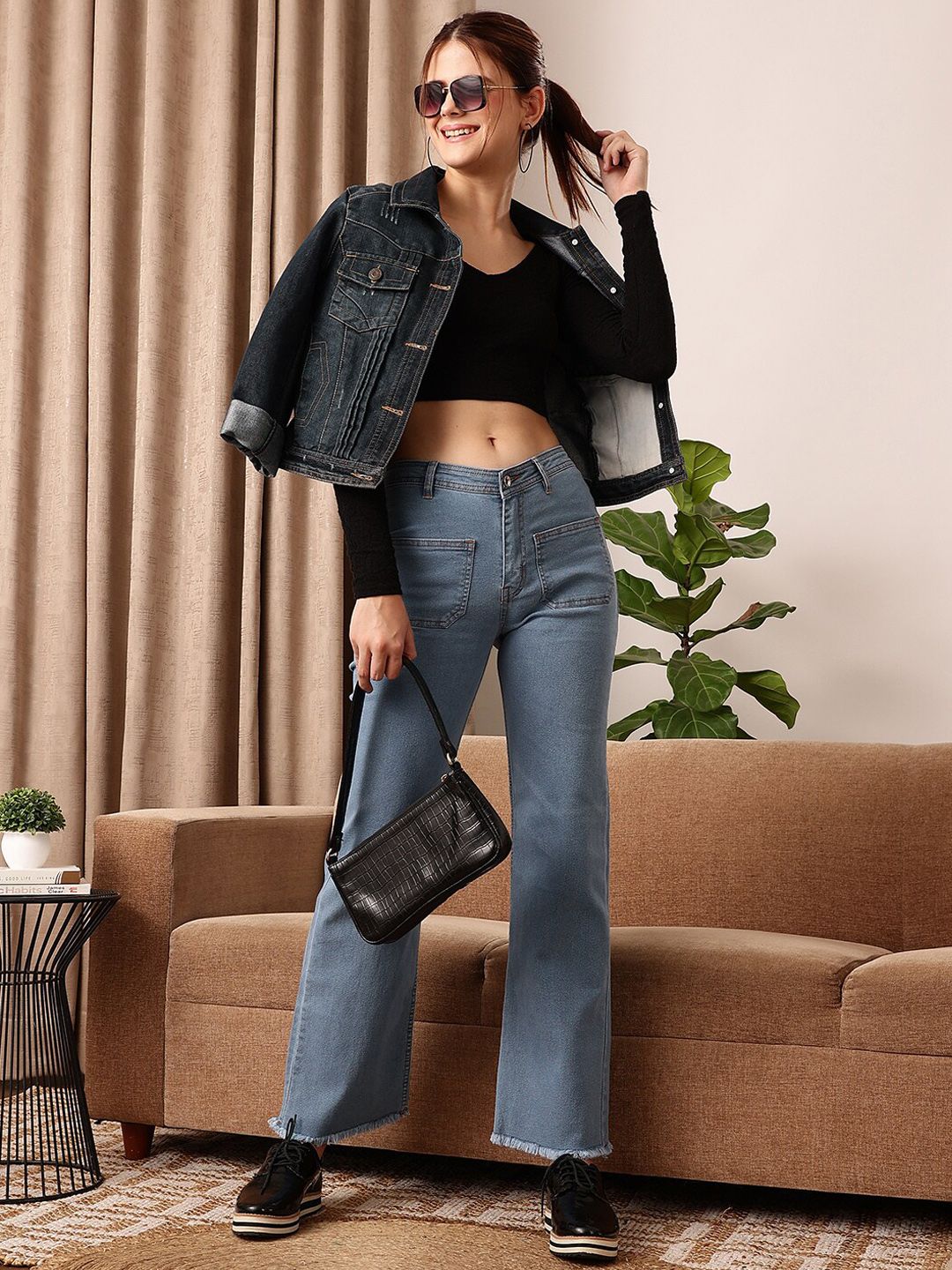 STREET 9 Women Comfort Wide Leg Clean Look Stretchable Jeans