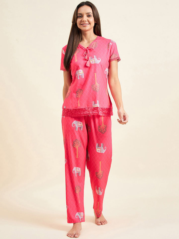 Sweet Dreams Pink Graphic Printed T-shirt With Pyjamas