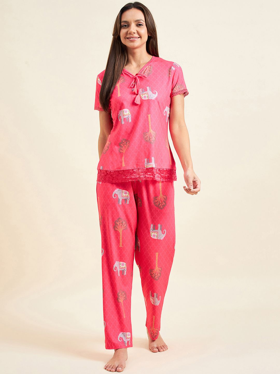 Sweet Dreams Pink Graphic Printed T-shirt With Pyjamas