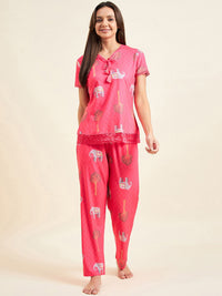 Sweet Dreams Pink Graphic Printed T-shirt With Pyjamas