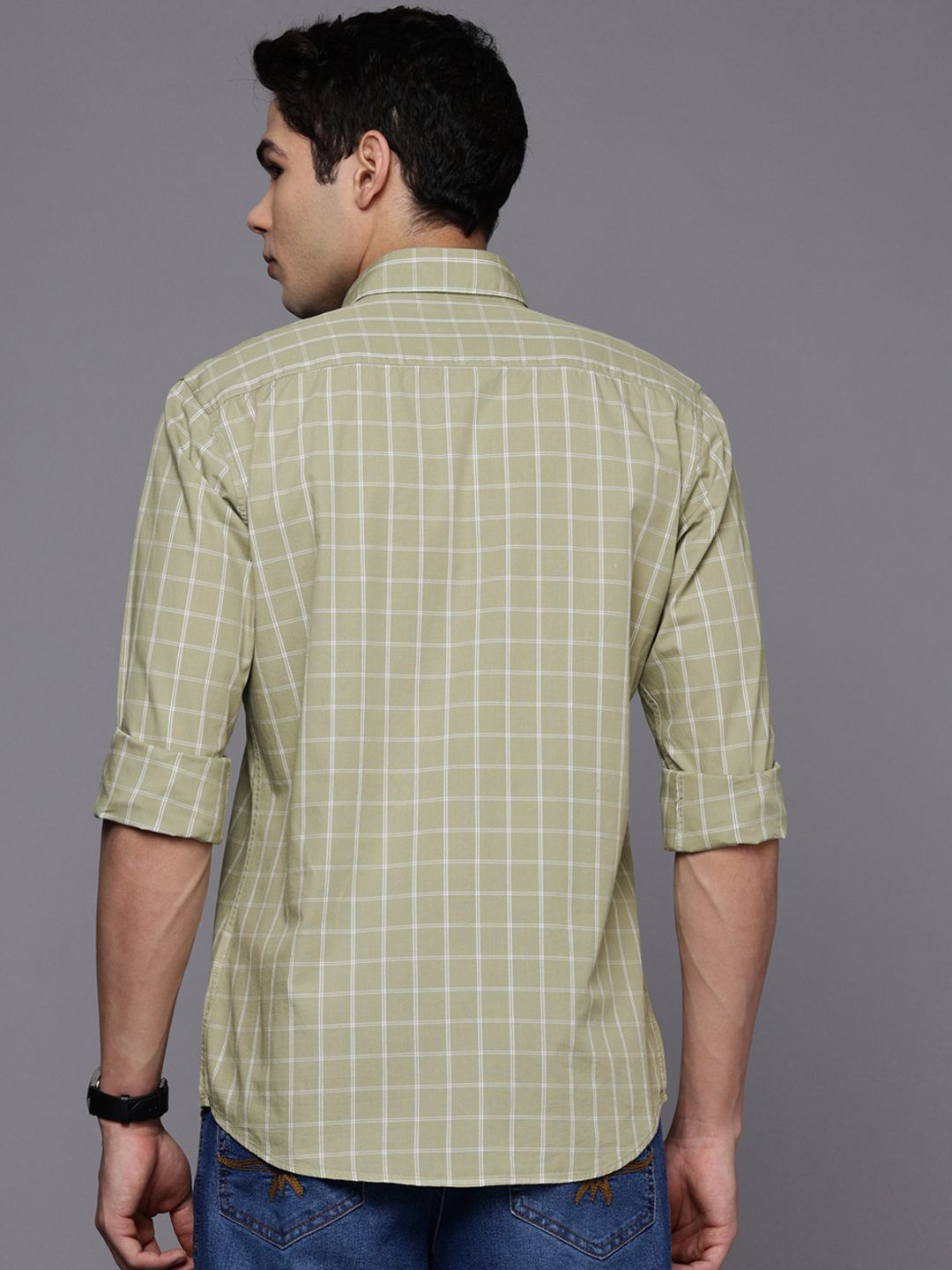 Raymond Pure Cotton Slim Fit Checked Casual Shirt