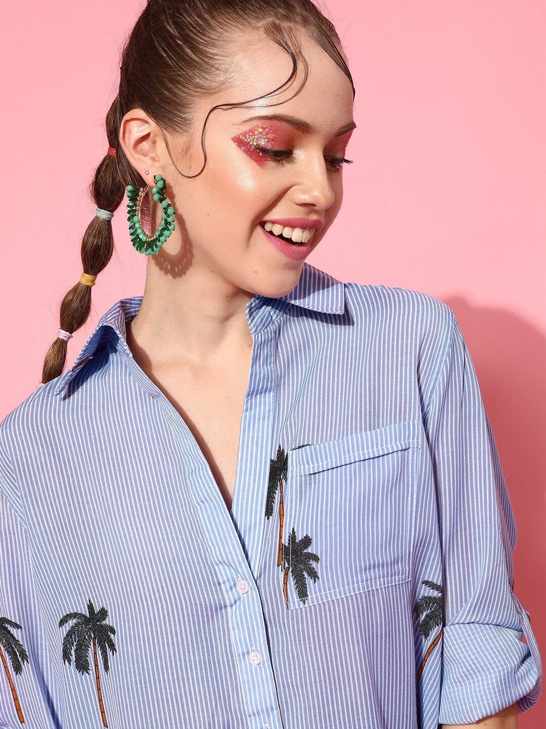 STREET 9 Women Blue Graphic Shirt