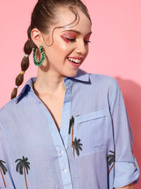 STREET 9 Women Blue Graphic Shirt