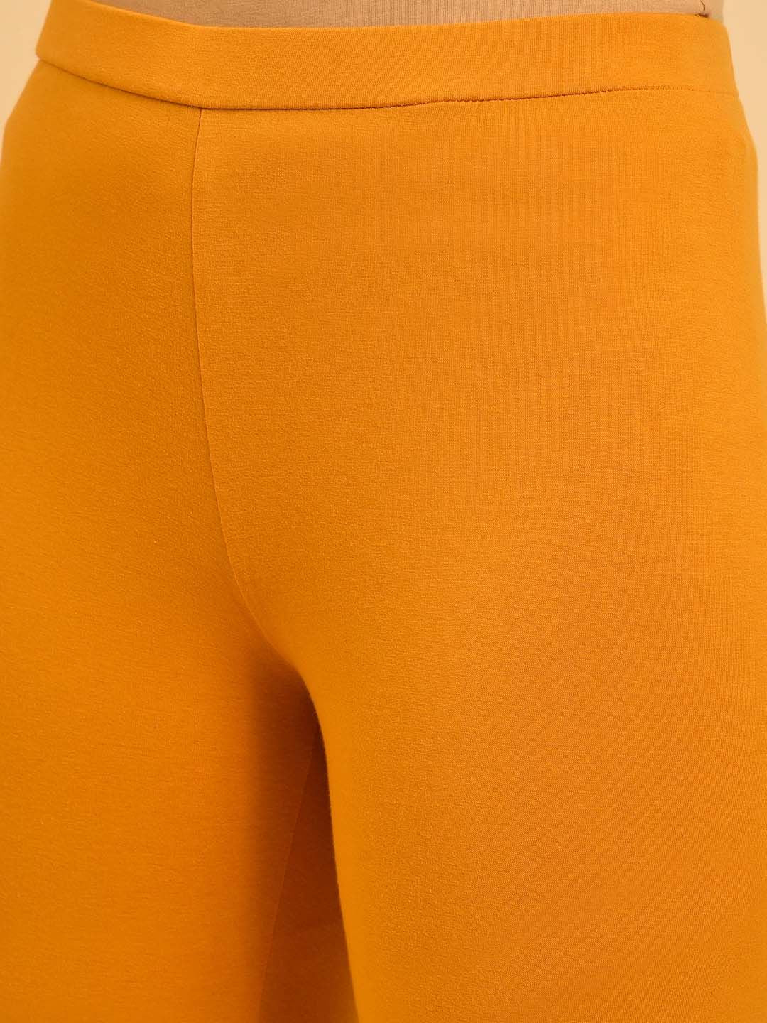 W Women Yellow Ethnic Motifs Printed Embellished Kaftan Kurta With Leggings