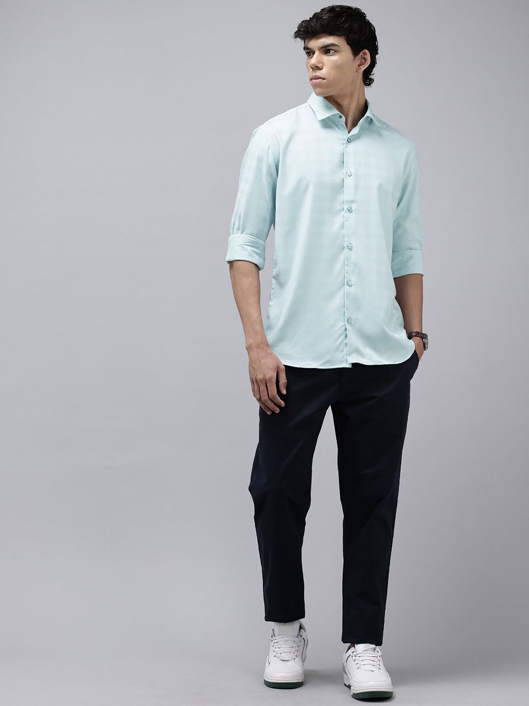 Park Avenue Ultra Light Wrinkle Resistant BI-Stretch Slim Fit Checked Shirt