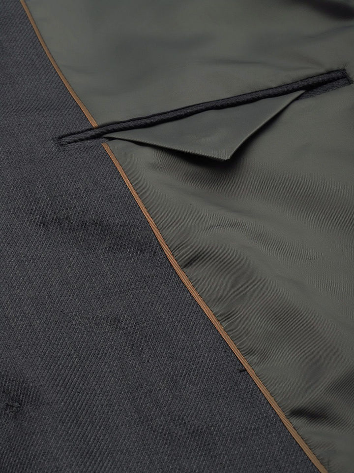 Raymond Men Charcoal Grey Slim Fit Self Design Single-Breasted Formal Blazer