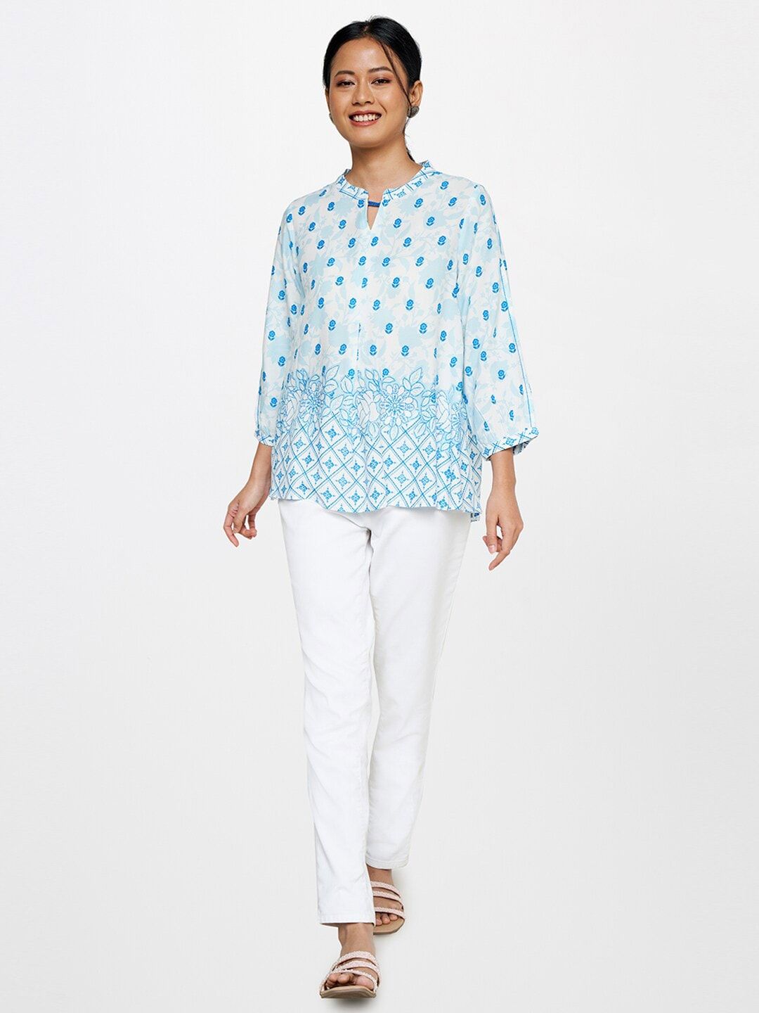 Global Desi Floral Print Top