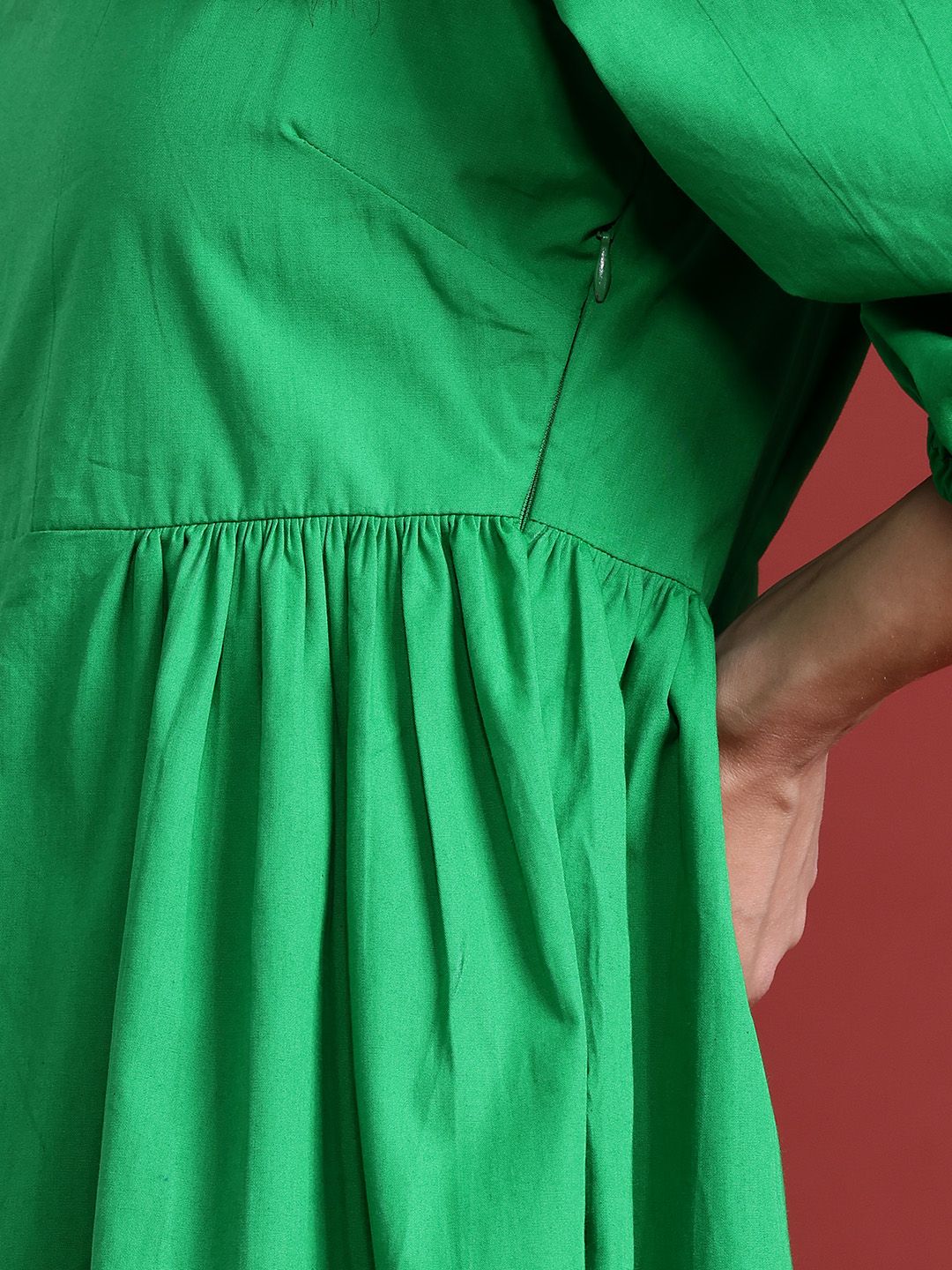 all about you Puff Sleeves Fit & Flare Cotton Dress