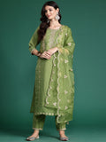 Indo Era Ethnic Motifs Embroidered Gotta Patti Kurta With Trousers & Dupatta