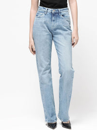 RAREISM Women Comfort Straight Fit High-Rise Clean Look Heavy Fade Cotton Jeans