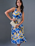 AND Print Shoulder Straps Fit & Flare Midi Dress