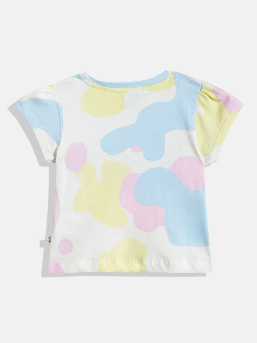 Happy Faces Girls Abstract & Typography Printed Pure Cotton T-shirt