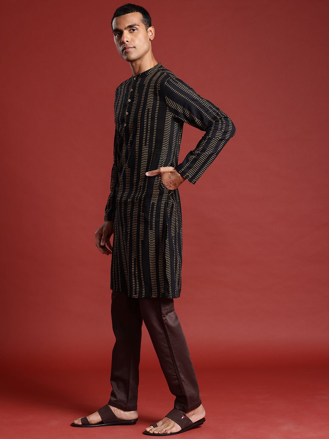 Anouk Men Pure Cotton Geometric Printed Kurta