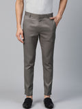 DENNISON Men Charcoal Grey Smart Tapered Fit Self Design Regular Trousers