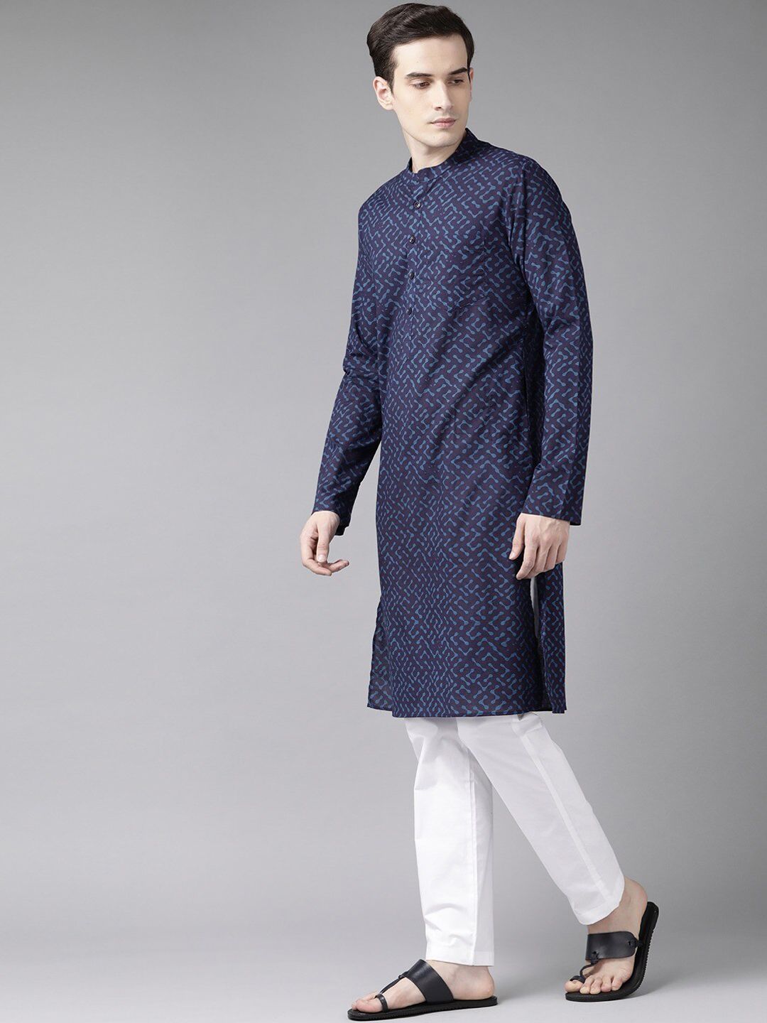 See Designs Men Blue Printed Kurta