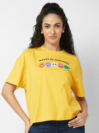 SPYKAR Typography Printed Round Neck Cotton Oversized T-shirt