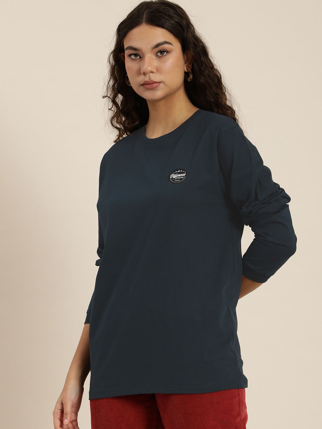 Difference of Opinion Women Printed Pure Cotton Oversized T-shirt