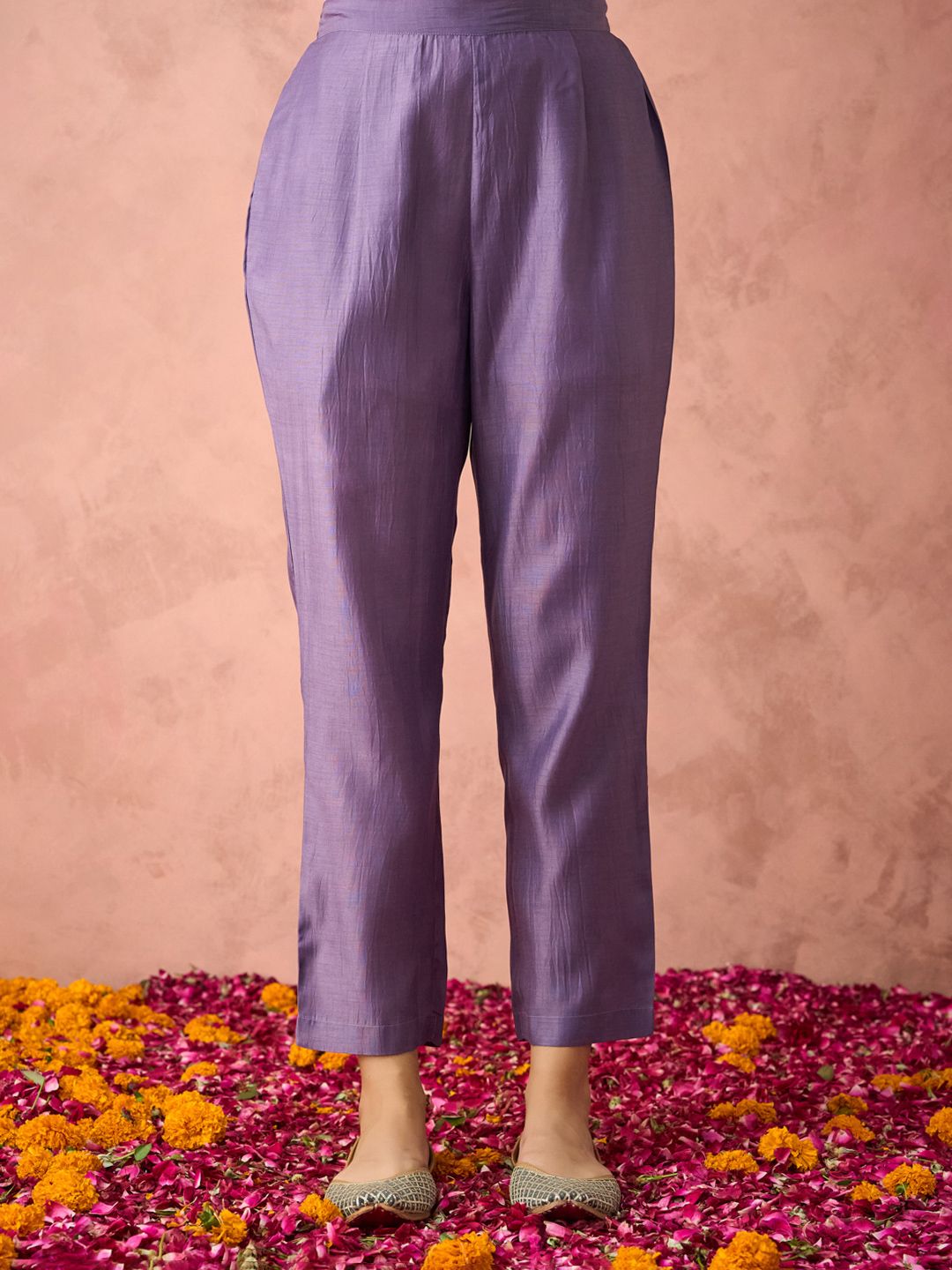 KALINI Embroidered Thread Work Straight Kurta With Trouser