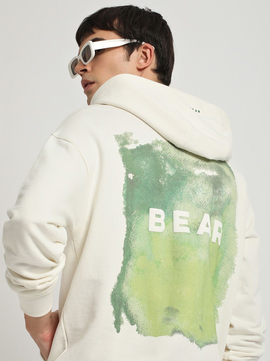 THE BEAR HOUSE Typography Printed Hooded Pure Cotton Pullover Sweatshirt