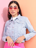 Tokyo Talkies Women Blue Solid Denim Jacket