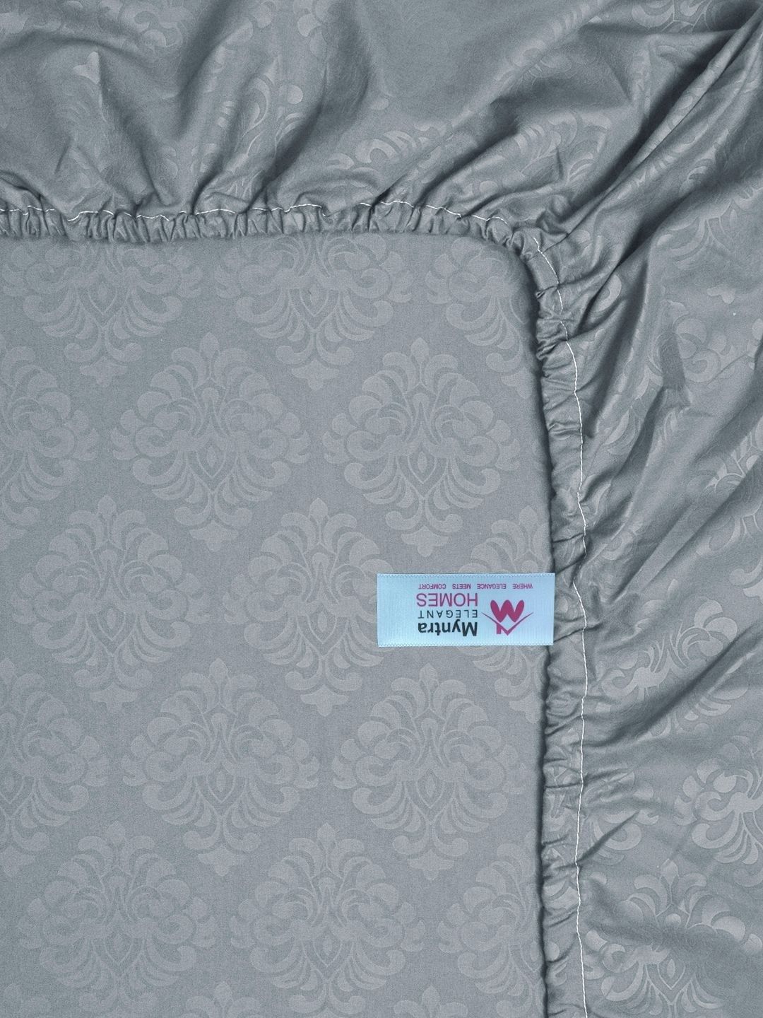Myntra Elegant Homes Grey Floral 300 TC Cadar Katil King Dengan 2 Sarung Bantal