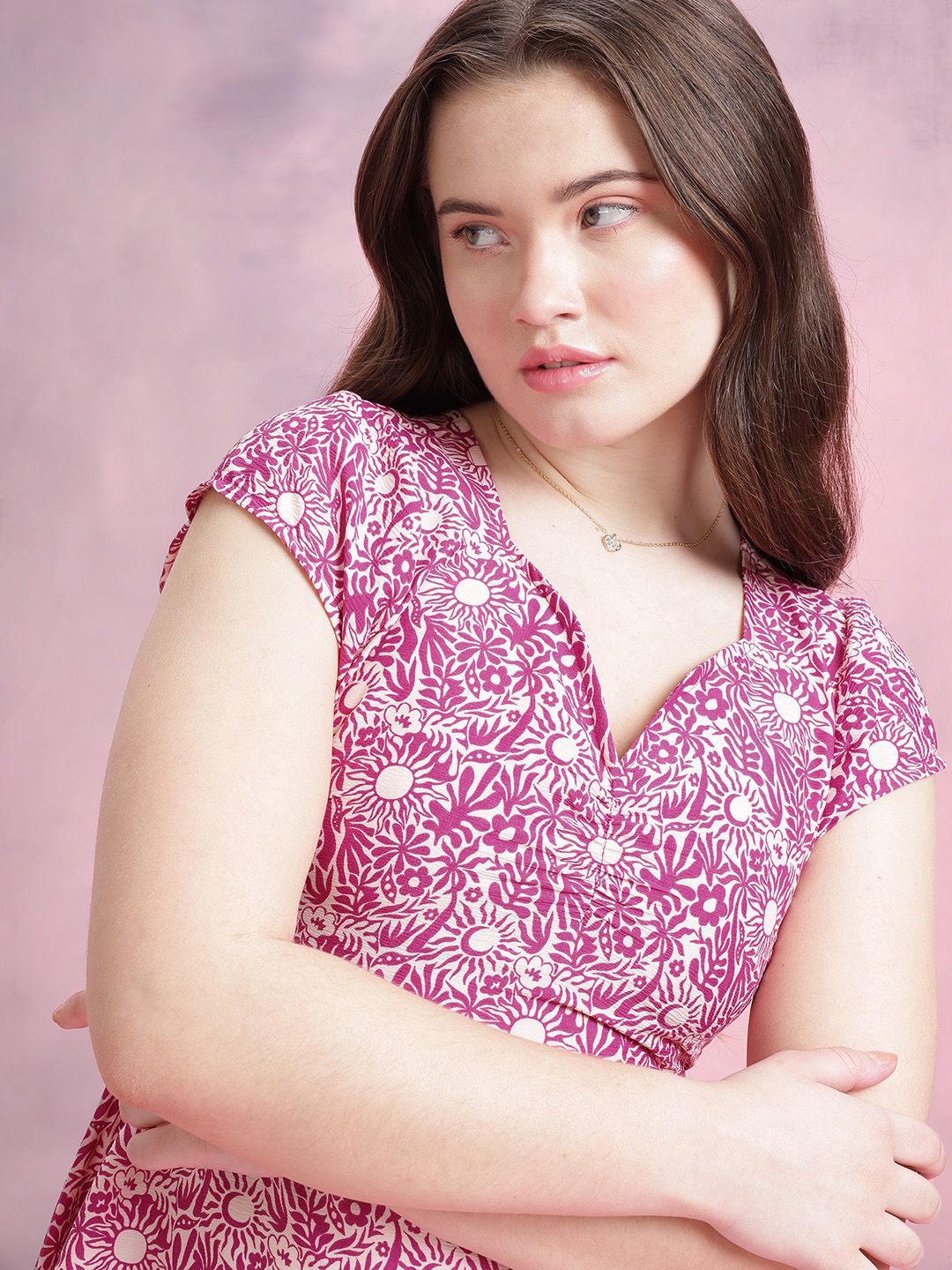 DressBerry Floral Print A-Line Dress