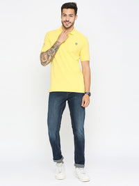 Being Human Men Yellow Polo Collar Applique T-shirt