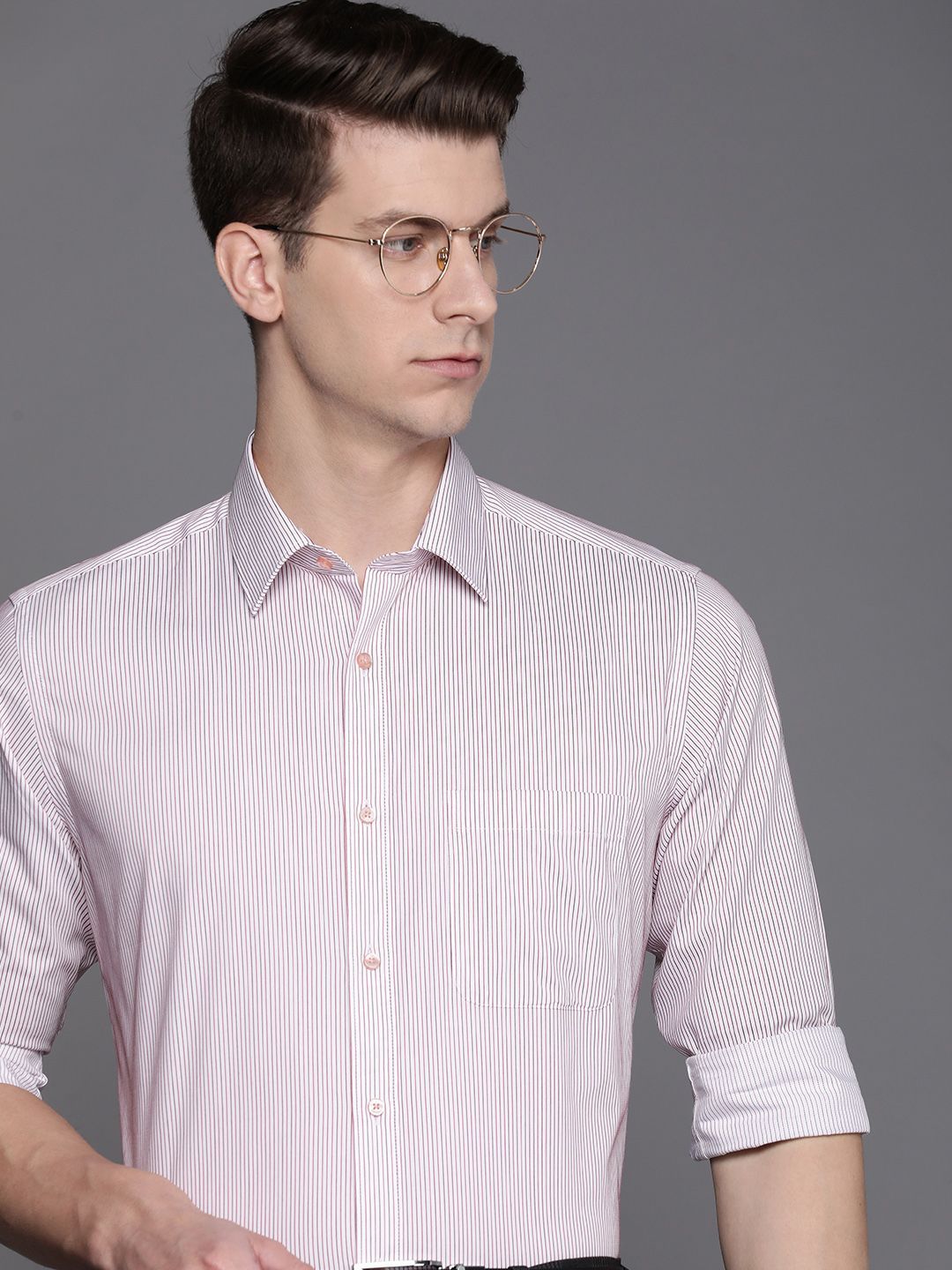 Raymond Men Pure Cotton Slim Fit Striped Formal Shirt