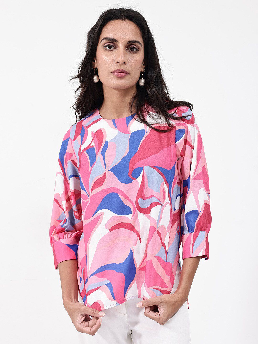 RAREISM Callisto Abstract Print Round Neck Top