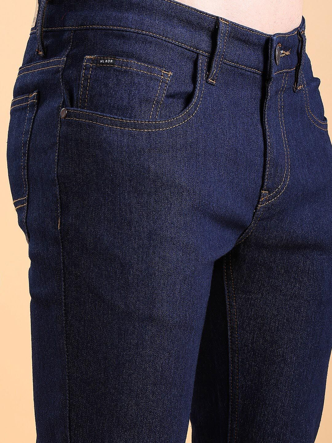 HIGHLANDER Men Slim Straight Fit Mid-Rise Clean Look Stretchable Jeans