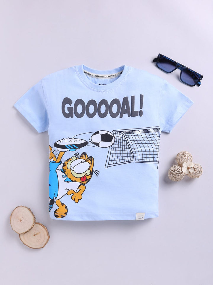 Happy Faces Kids Boys Garfield Printed Pure Cotton T-Shirt