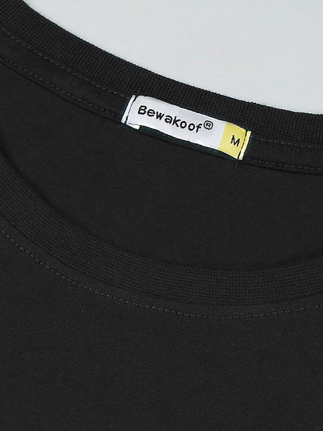 Bewakoof Men Black Printed Round Neck Pure Cotton T-shirt