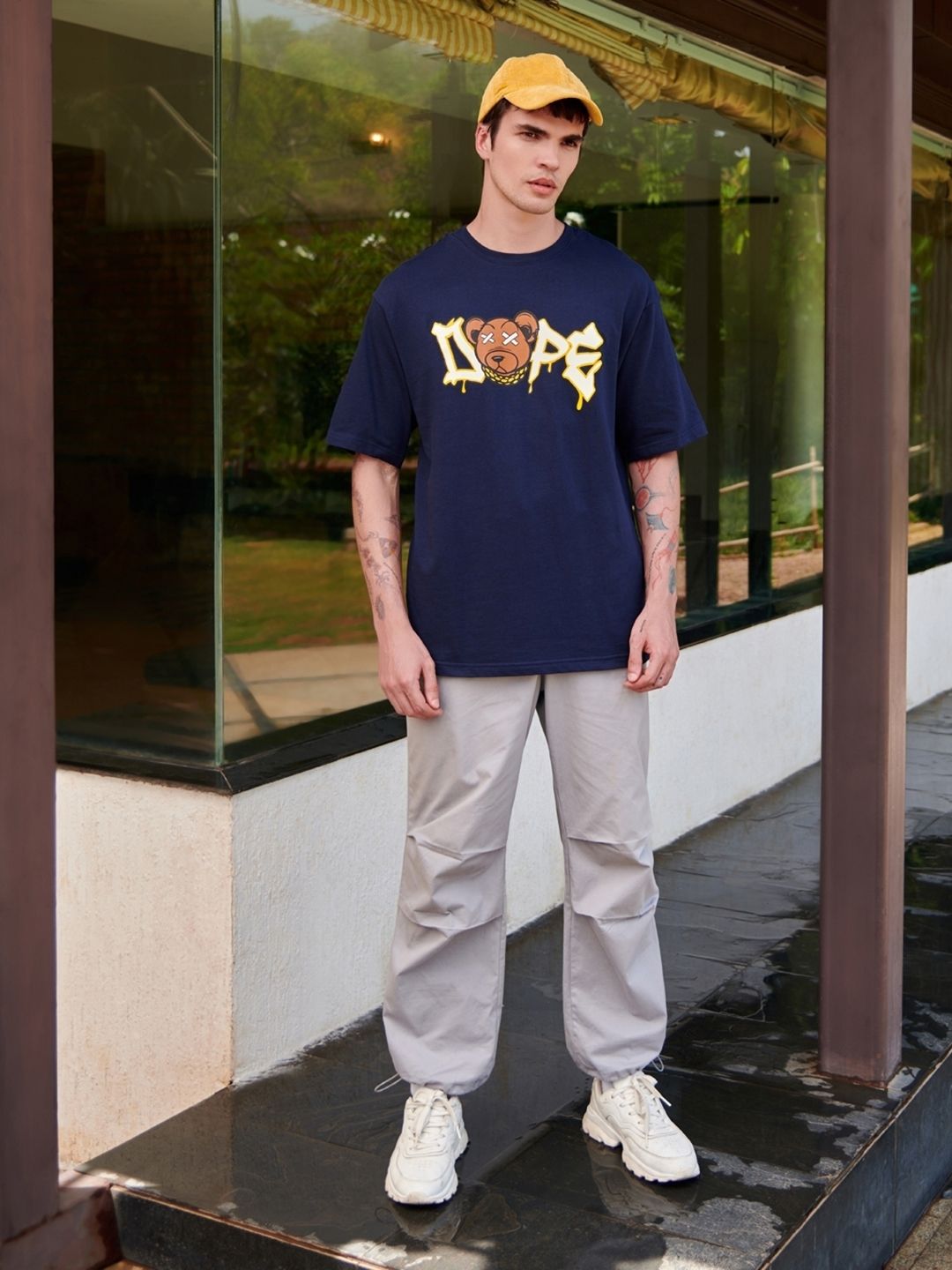 Bewakoof Dope Bear Graphic Printed Oversized T-shirt