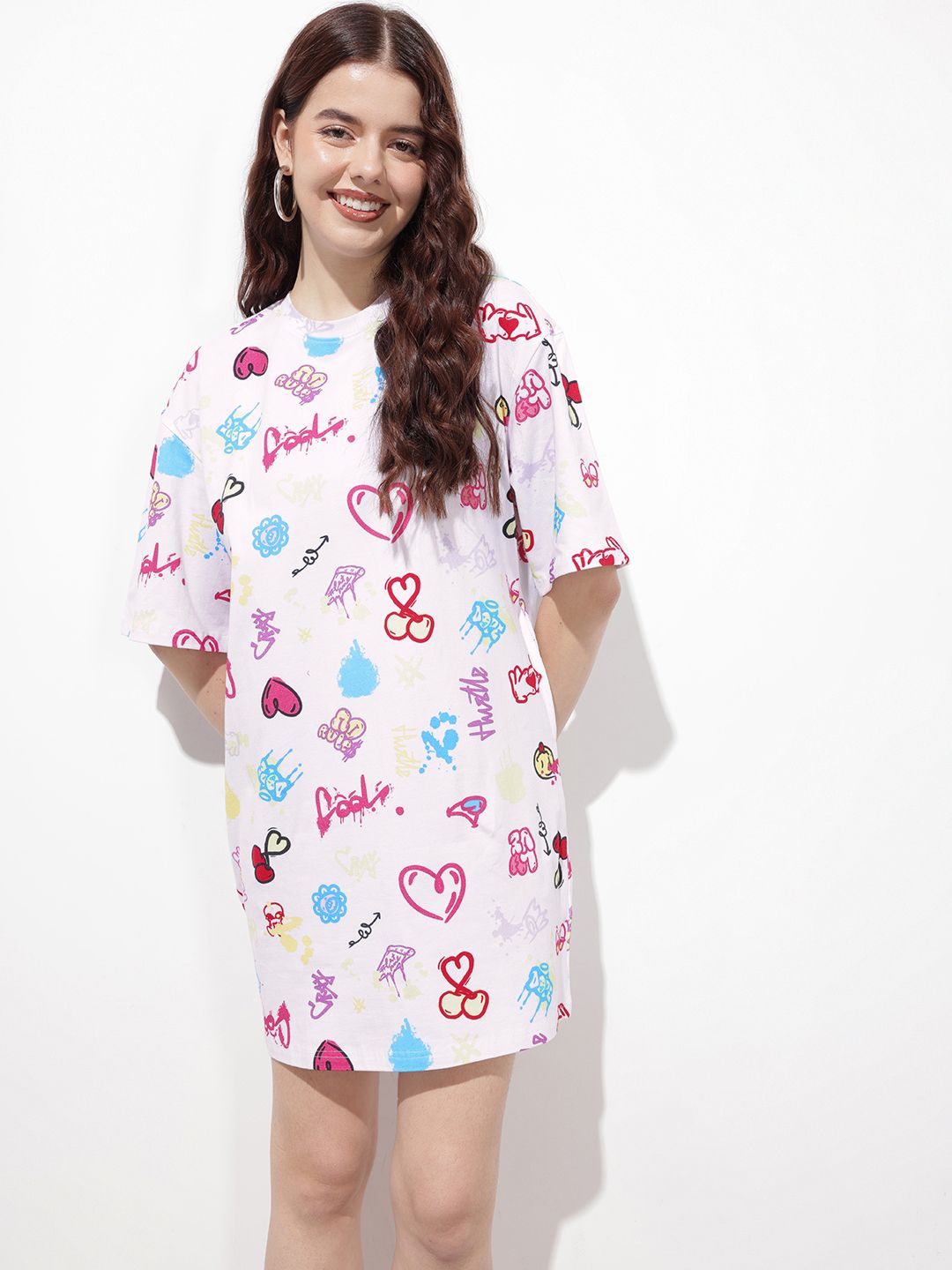 DressBerry Call Me Colourful Cutie Printed Praise T-shirt Dress