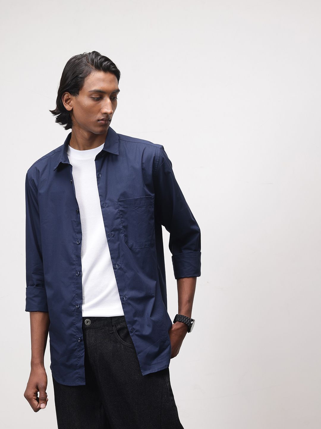 ether Pure Cotton Longline Casual Shirt