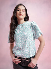 DressBerry Floral Print Tulip Sleeve Top