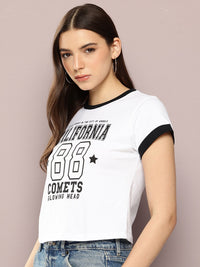 Dillinger Women Short Sleeve Boxy Cropped Printed Tshirt