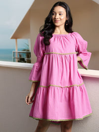 DressBerry Lace Inserts Cotton A-Line Dress