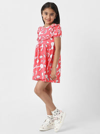 Nauti Nati Girl Red Jersey Cotton Bunny Print Dress