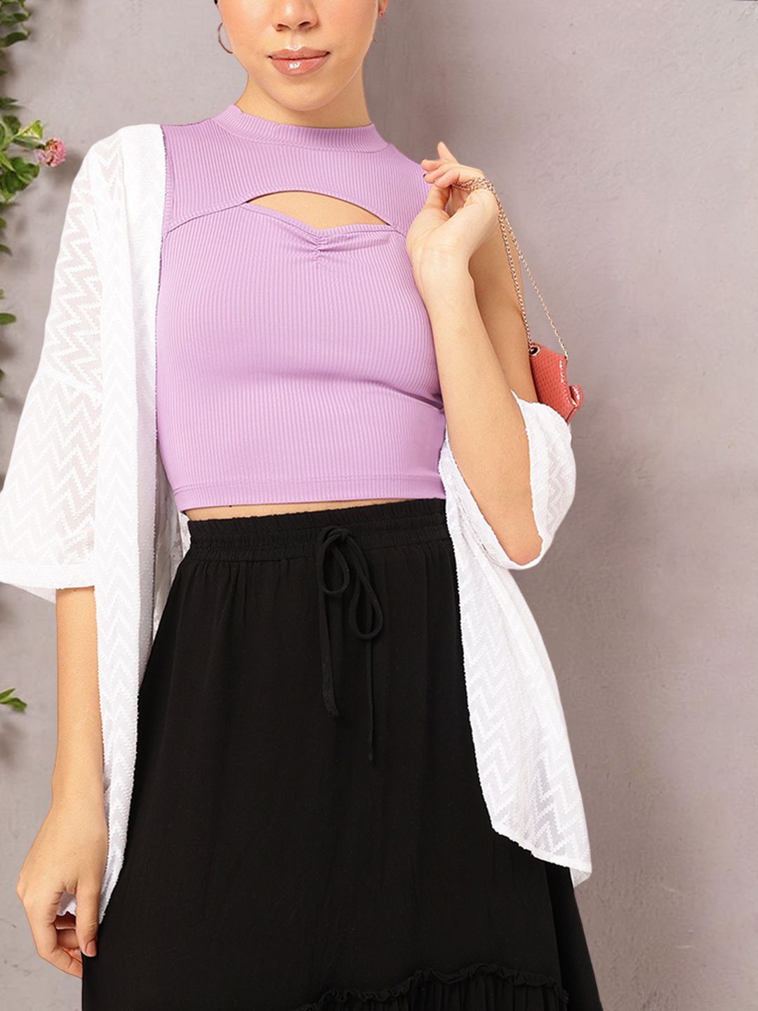 DressBerry Cut-Out Ribbed Crop Top