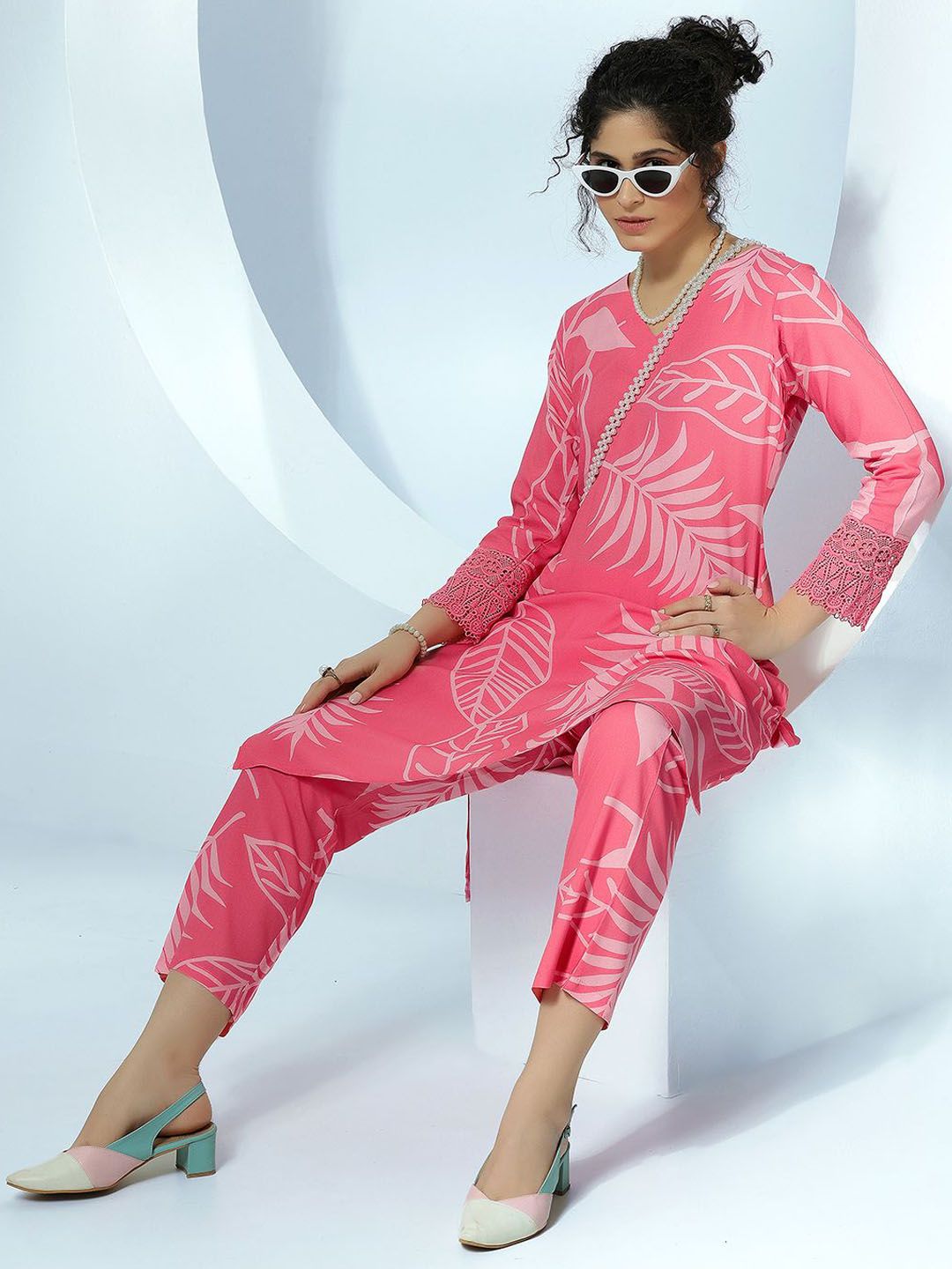 Libas Printed Tunic With Palazzos Co-Ords