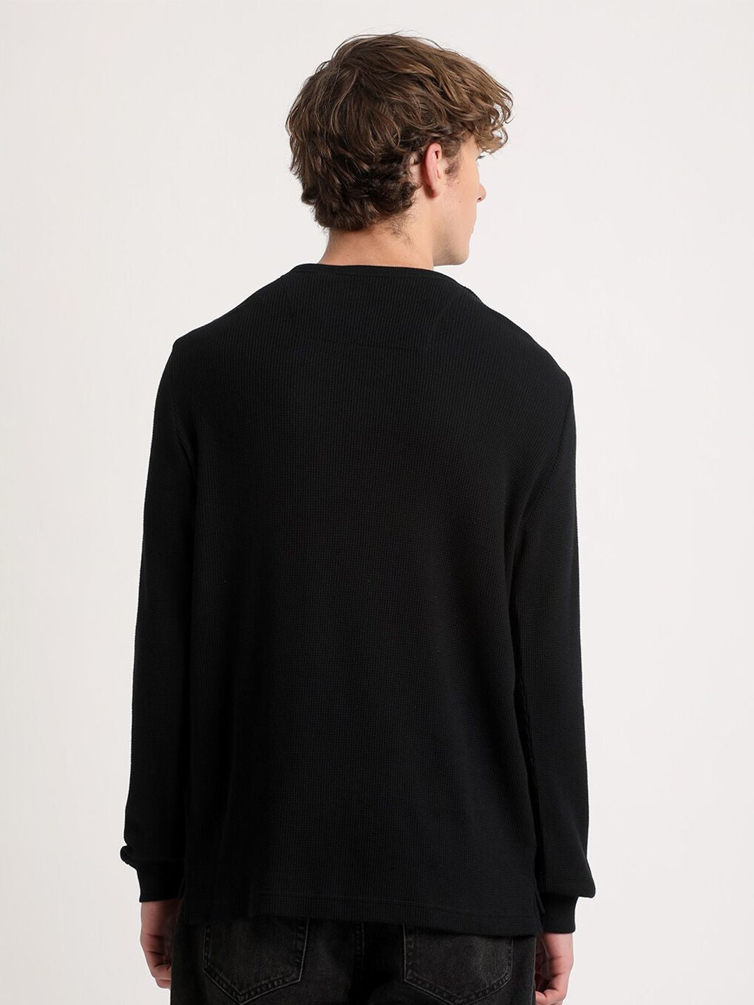 THE BEAR HOUSE Henley Neck Pure Cotton Slim Fit T-shirt