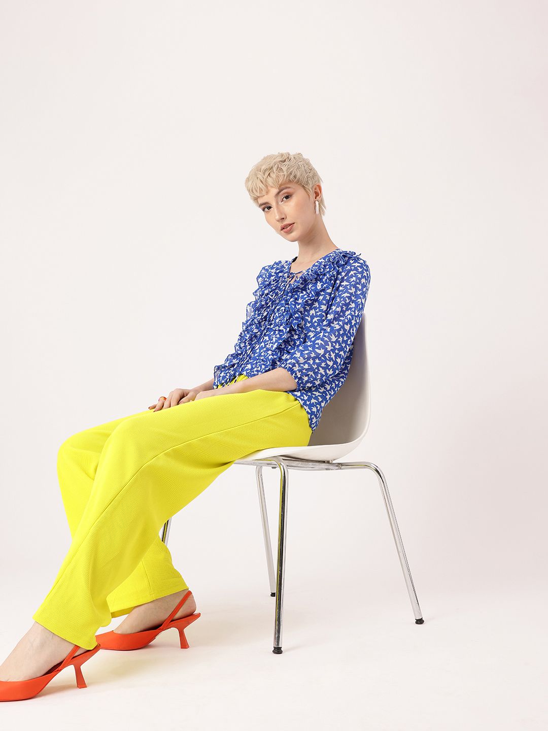 DressBerry Femi Cute Ruffle Delight Printed Perfection Top