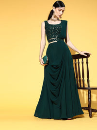 Libas Enchanting Green Colour Classy Embroidered Lehenga with Solid Choli