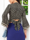 DressBerry Fashionable Flows Striped Wrap Top