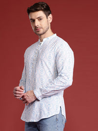 Anouk Mandarin Collar Floral Printed Pure Cotton Kurta